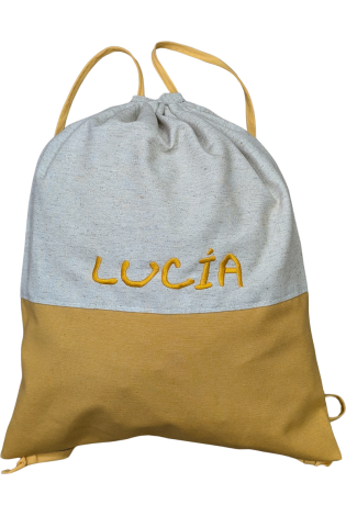 Bolsa Ropa Guardería Mostaza Personalizado